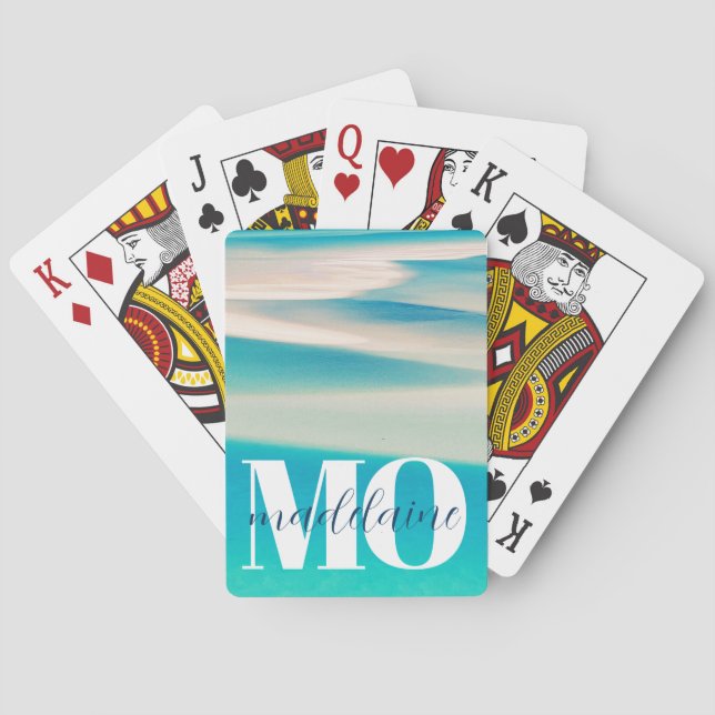 Jeu De Cartes Monogramme Ocean Beach Blanc Bleu personnel (dos)