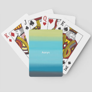 Jeu De Cartes Monogramme Ombre d'aquarelle bleue