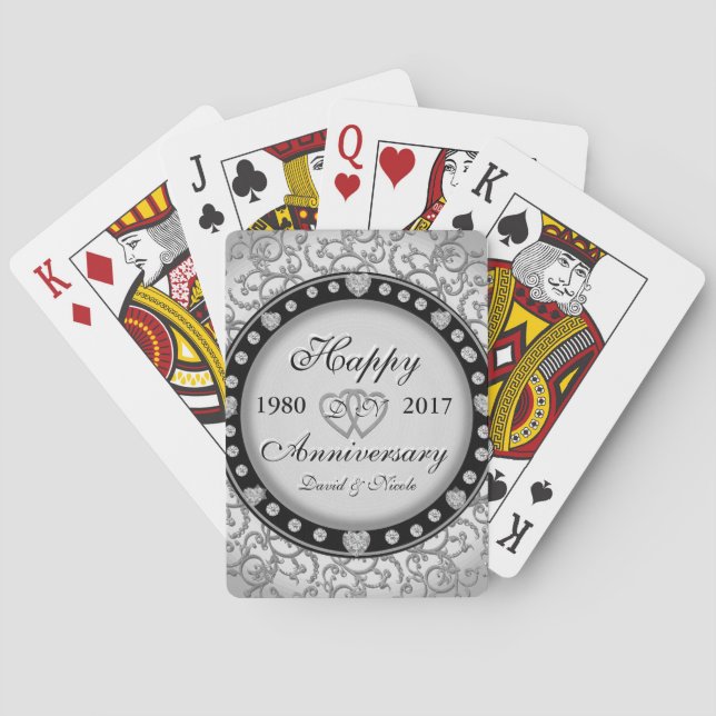 Jeu De Cartes Monogramme ornemental de coutume d'anniversaire (dos)