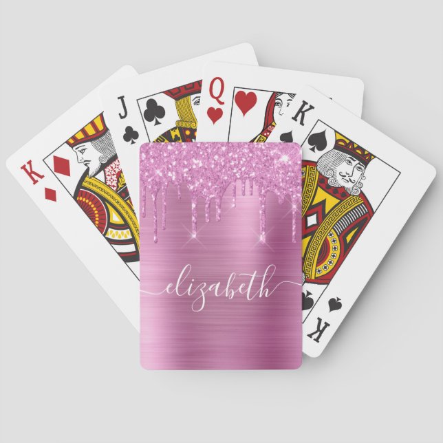Jeu De Cartes Monogramme Parties scintillant rose (dos)