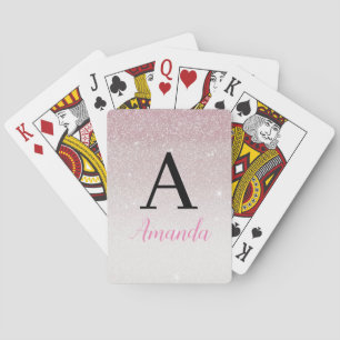 Jeu De Cartes Monogramme Parties scintillant rose Ajouter votre