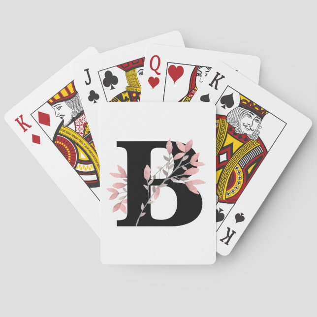 Jeu De Cartes Monogramme personnalisable Lettre unique avec flor (dos)