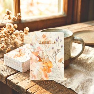 Jeu De Cartes Monogramme personnalisé à l'aquarelle florale élég