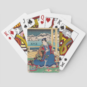 Jeu De Cartes monogramme personnalisé art japonais jouant aux ca