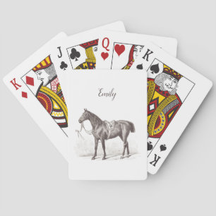 Jeu De Cartes Monogramme personnalisé chic vintage cheval équita