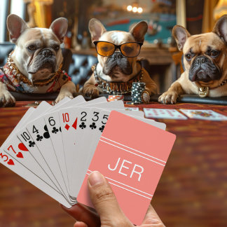 Jeu De Cartes Monogramme personnalisé Corail initial moderne per