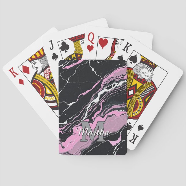Jeu De Cartes Monogramme personnalisé de nom de script initial p (dos)