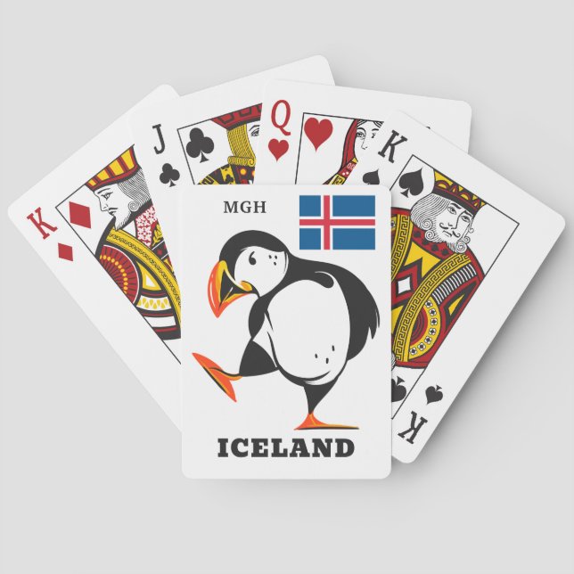 Jeu De Cartes Monogramme personnalisé Islande (dos)