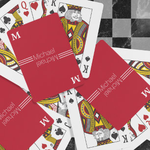 Jeu De Cartes Monogramme personnalisé minimaliste rouge personna