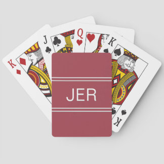 Jeu De Cartes Monogramme personnalisé moderne Crimson rouge