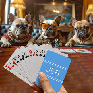 Jeu De Cartes Monogramme personnalisé moderne initial bleu