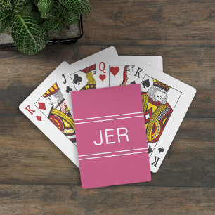 Jeu De Cartes Monogramme personnalisé moderne initial rose perso