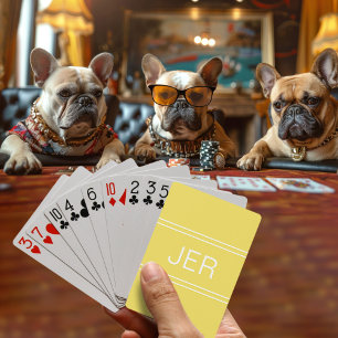 Jeu De Cartes Monogramme personnalisé moderne initiales jaunes