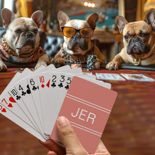 Jeu De Cartes Monogramme Personnalisé Moderne Orange Rouge