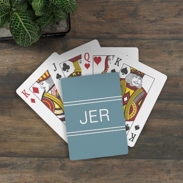 Jeu De Cartes Monogramme personnalisé moderne Turquoise (Créateur téléchargé)