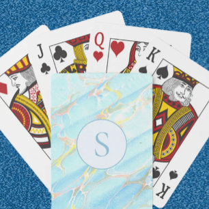 Jeu De Cartes Monogramme personnalisé Motif en marbre imprimé en