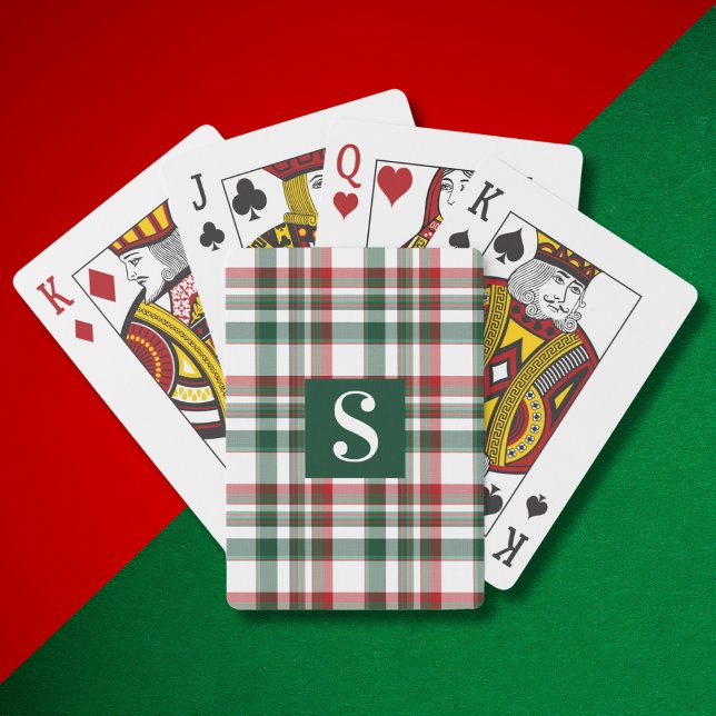 Jeu De Cartes Monogramme Personnalisé Noël Rouge Et Vert (Créateur téléchargé)