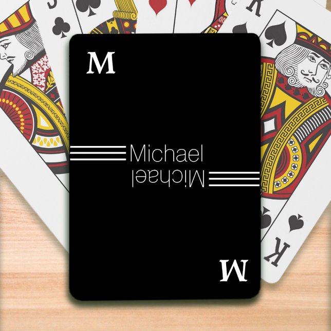Jeu De Cartes monogramme personnalisé - noir personnalisé (Créateur téléchargé)