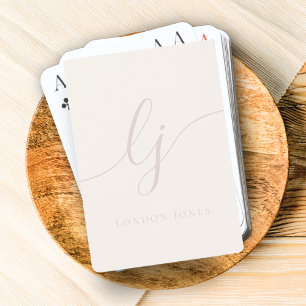 Jeu De Cartes Monogramme personnalisé Nom ivoire rose fille Scri