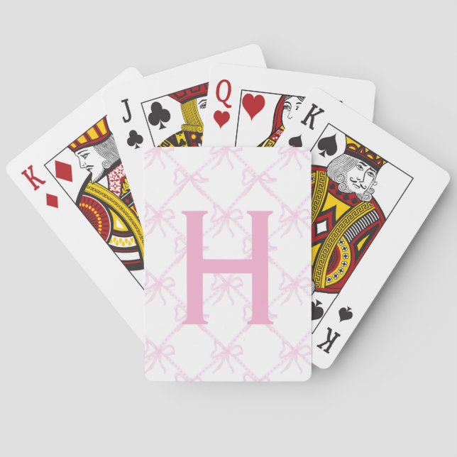 Jeu De Cartes Monogramme Personnalisé Pink Bow, Coquette Plainte (dos)