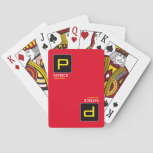 Jeu De Cartes Monogramme personnalisé sur rouge (couleur modifia