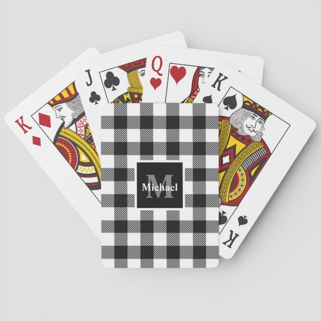Jeu De Cartes Monogramme plaqué de buffle noir et blanc Personna (dos)