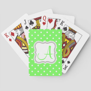 Jeu De Cartes monogramme pois nom initial élégant vert