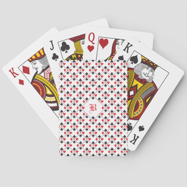 Jeu De Cartes Monogramme Poker Personnalisé Jouer Un Costume Car (dos)