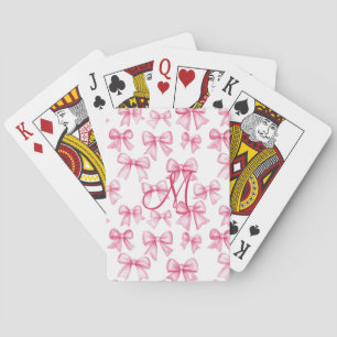 Jeu De Cartes Monogramme Première Bow rose Coquette Cadeau esthé