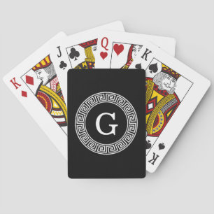 Jeu De Cartes Monogramme principal grec blanc noir d'initiale de