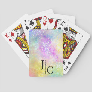 Jeu De Cartes Monogramme professionnel moderne Holo Opal élégant