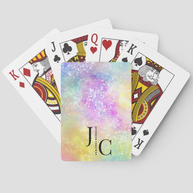Jeu De Cartes Monogramme professionnel moderne Holo Opal élégant (dos)