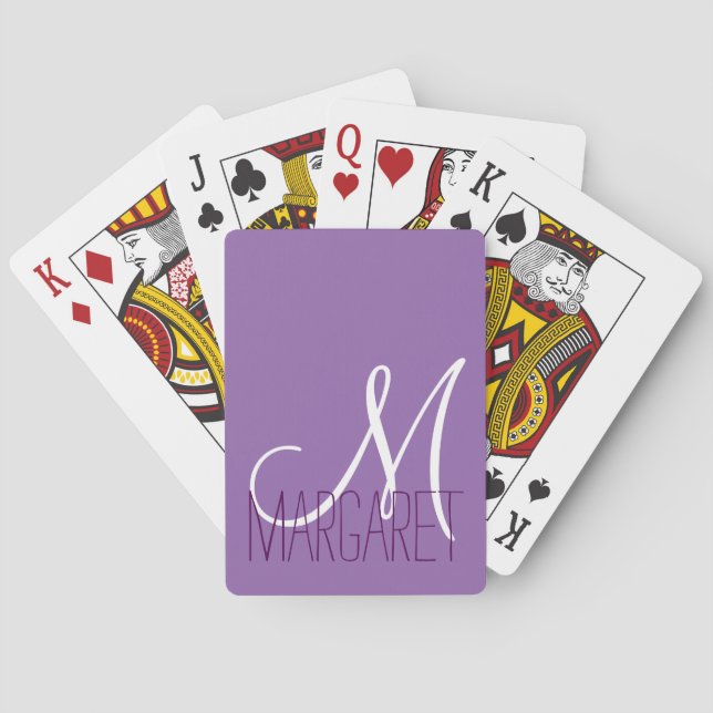 Jeu De Cartes Monogramme Purple Classique Personnalisé (dos)
