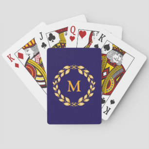 Jeu De Cartes Monogramme romain de guirlande de bleu royal