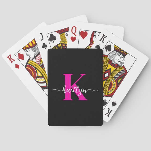 Jeu De Cartes Monogramme rose chaud noir (dos)