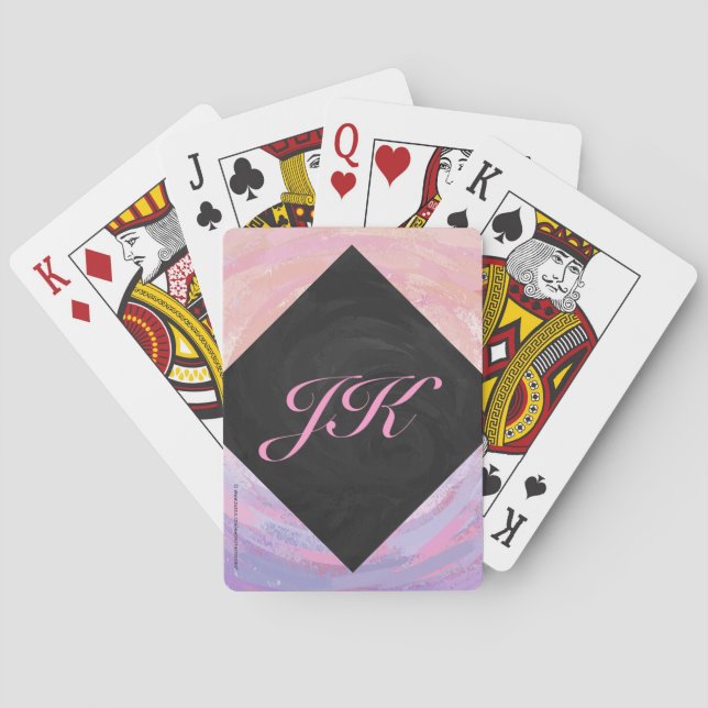 Jeu De Cartes Monogramme rose et noir (dos)