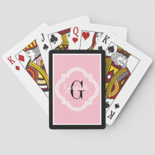 Jeu De Cartes Monogramme rose et noir élégant chic