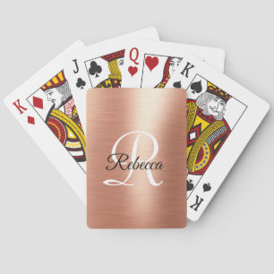 Jeu De Cartes Monogramme Rose Gold Foil personnalisable Cartes d