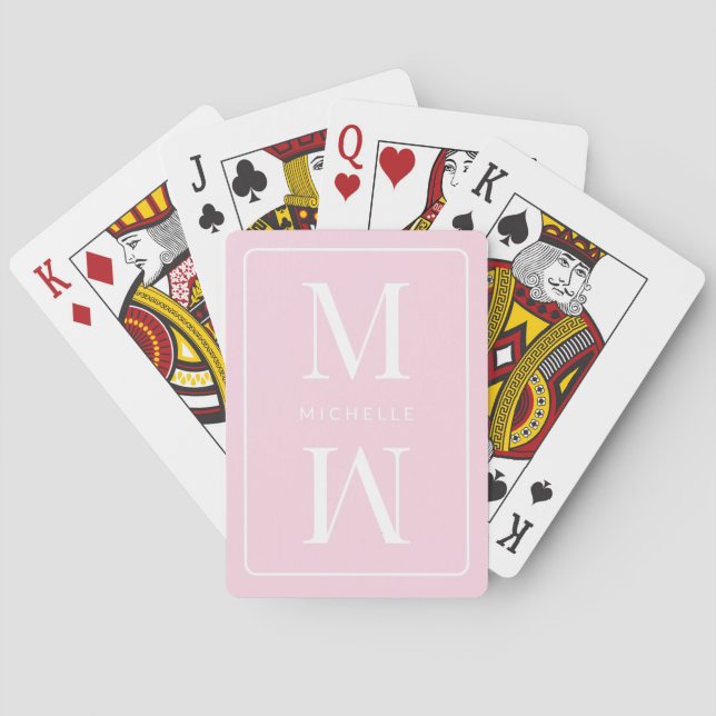 Jeu De Cartes Monogramme rose minuscule Nom initial moderne (dos)