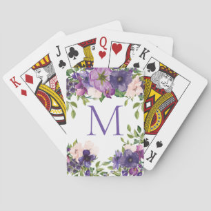 Jeu De Cartes Monogramme rose violet floral