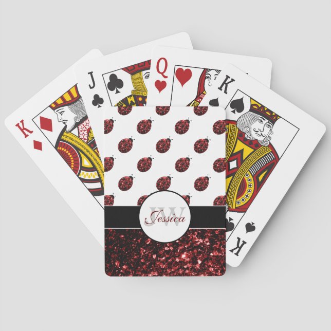 Jeu De Cartes Monogramme rouge foncé coccinelle faux parties sci (dos)