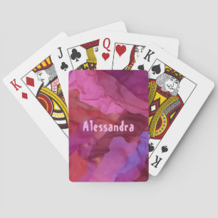 Jeu De Cartes Monogramme rouge rose abstrait rayures motif girly
