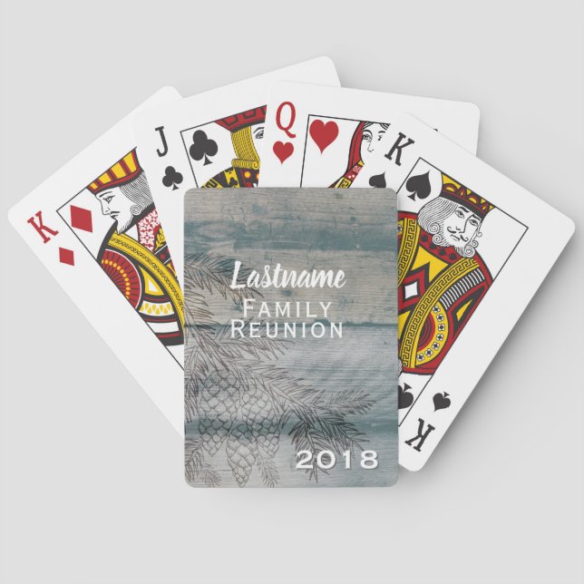 Jeu De Cartes Monogramme rustique d'hiver d'automne de cadeau de (dos)