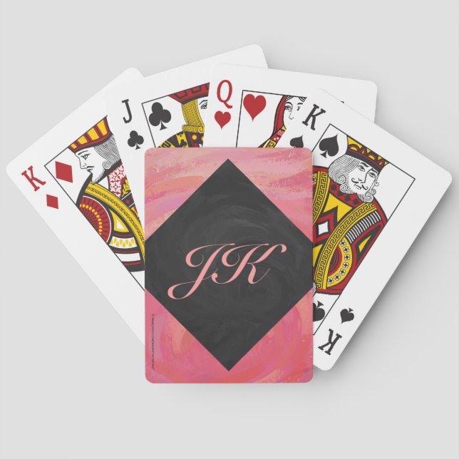 Jeu De Cartes Monogramme saumon Swirl (dos)