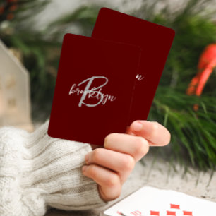Jeu De Cartes Monogramme Script Tendance Bourgogne Gris Blanc