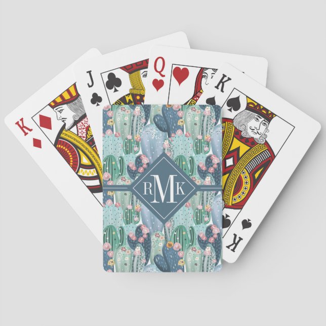 Jeu De Cartes Monogramme | Soft Patel Cactus Motif (dos)