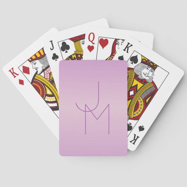 Jeu De Cartes Monogramme superposé unique | Rose lilas doux (dos)