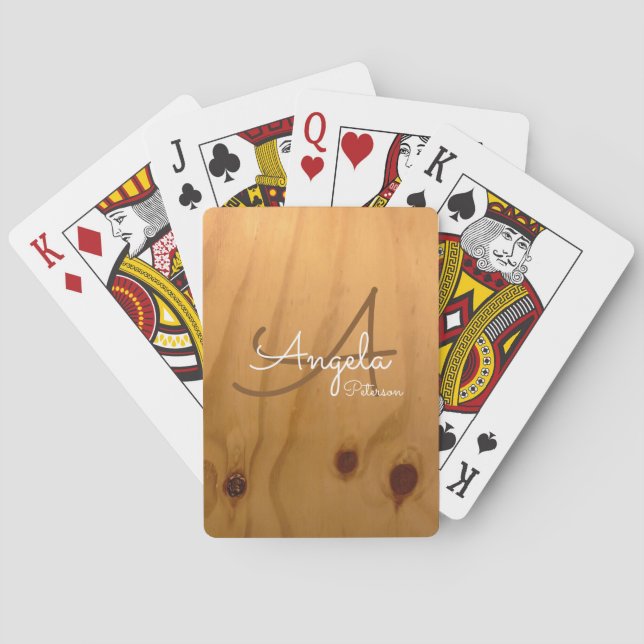 Jeu De Cartes monogramme sur bois (dos)