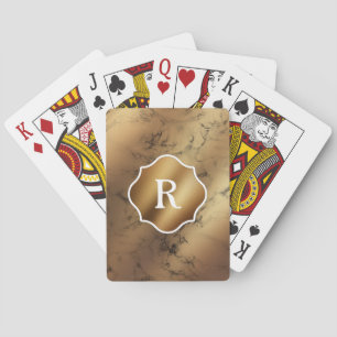 Jeu De Cartes Monogramme sur marbre doré et noir