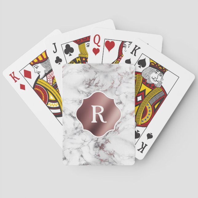 Jeu De Cartes Monogramme sur marbre rose et blanc (dos)